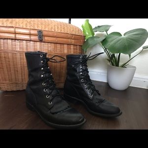 Black Justin Roper Boots Size 7.5 Good Condition